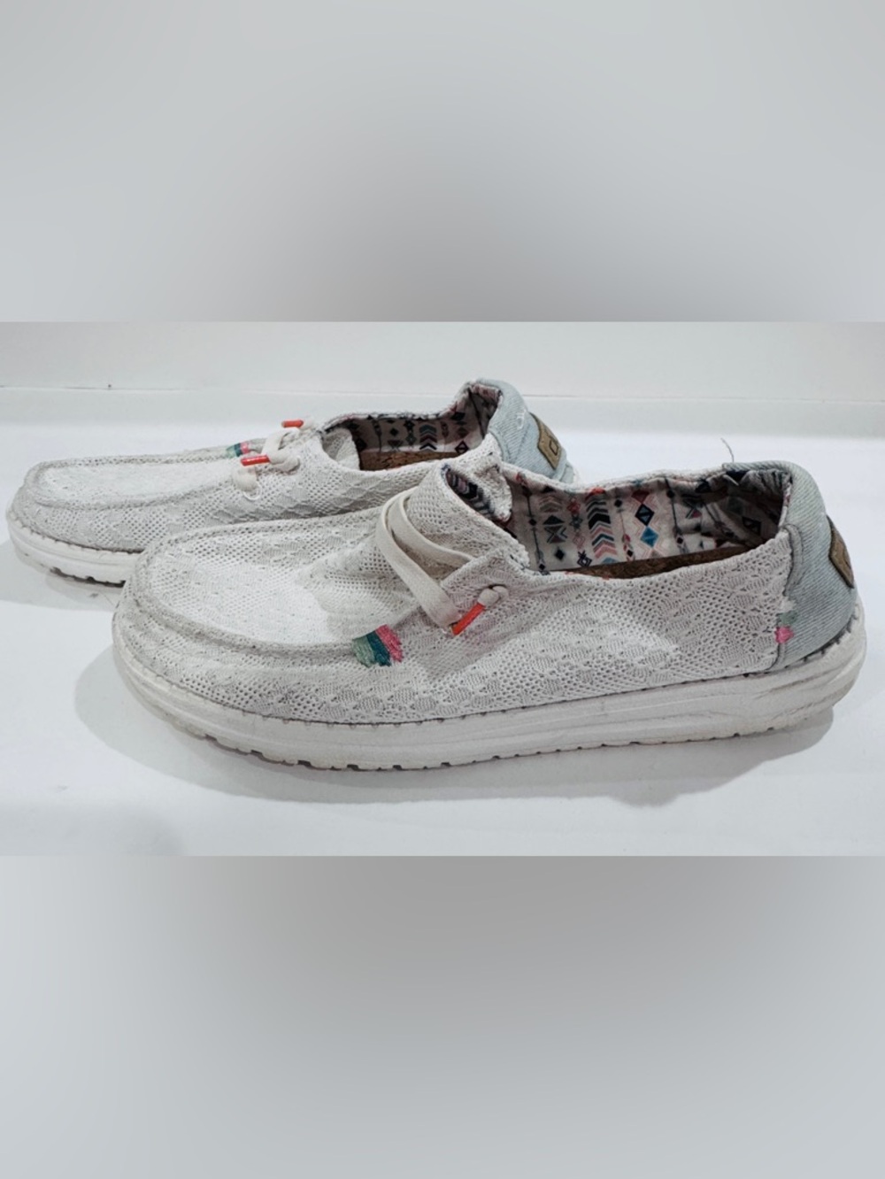 Hey Dude Wendy Boho White Crochet Loafers